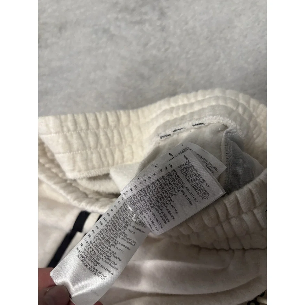 Adidas‎ Mens Striped Light Gray Fleece Joggers Size Small Sweatpants Drawstring